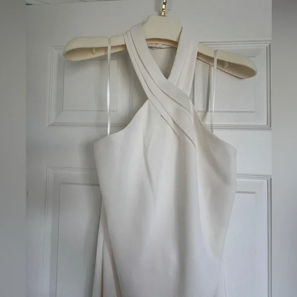 Ivory Twist Halter Satin Dress - NWT - Picture 2 of 3